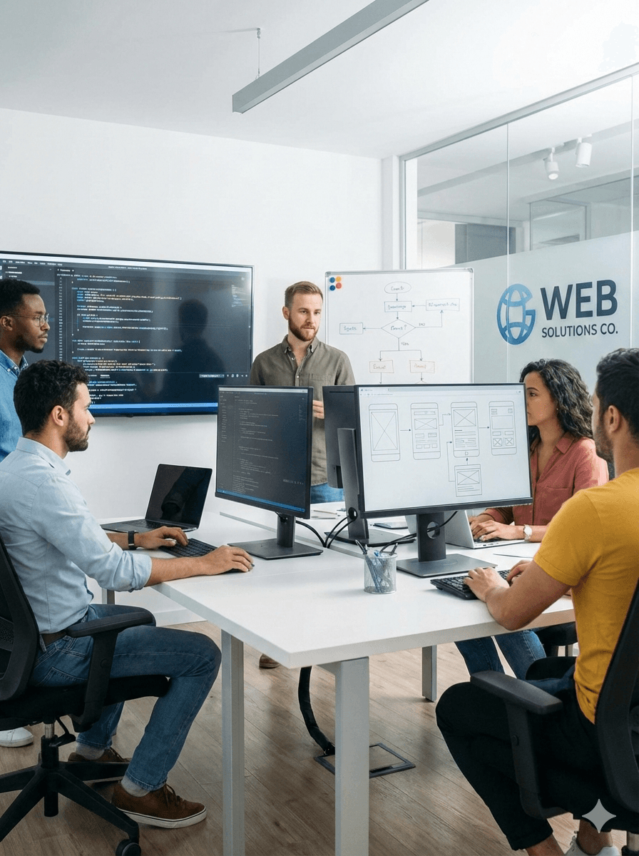 Main hero image showing a modern workspace and clean code